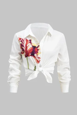 Floral Print Long-Sleeve Shirt>MICAS Fashion