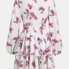 Floral Print Ruffle V-Neck Long Sleeve Mini Dress>MICAS New