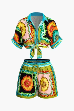 Floral Print Shirt And Shorts Set>MICAS Best