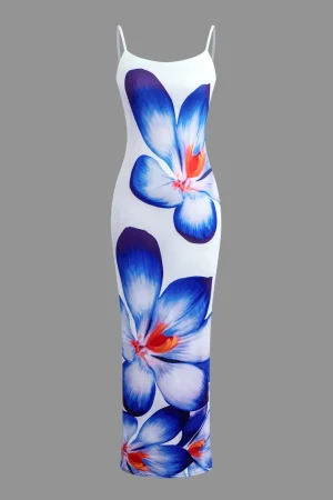 Floral Print Spaghetti Strap Slit Maxi Dress>MICAS Discount
