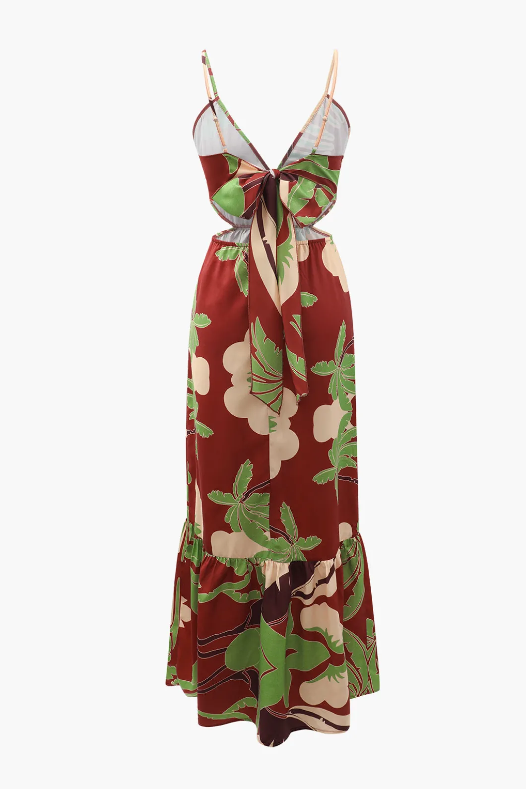 Floral Print Tie Back Ruffle Maxi Dress>MICAS Best