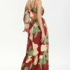 Floral Print Tie Back Ruffle Maxi Dress>MICAS Best