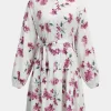 Floral Print Tie-Up Long Sleeve Mini Dress>MICAS Best