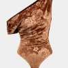 Floral Print Velvet Asymmetrical Bodysuit>MICAS Outlet