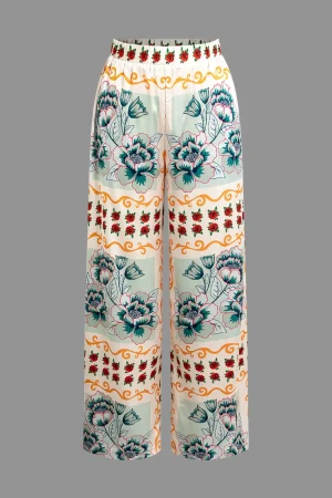 Floral Print Wide Leg Pants>MICAS Best