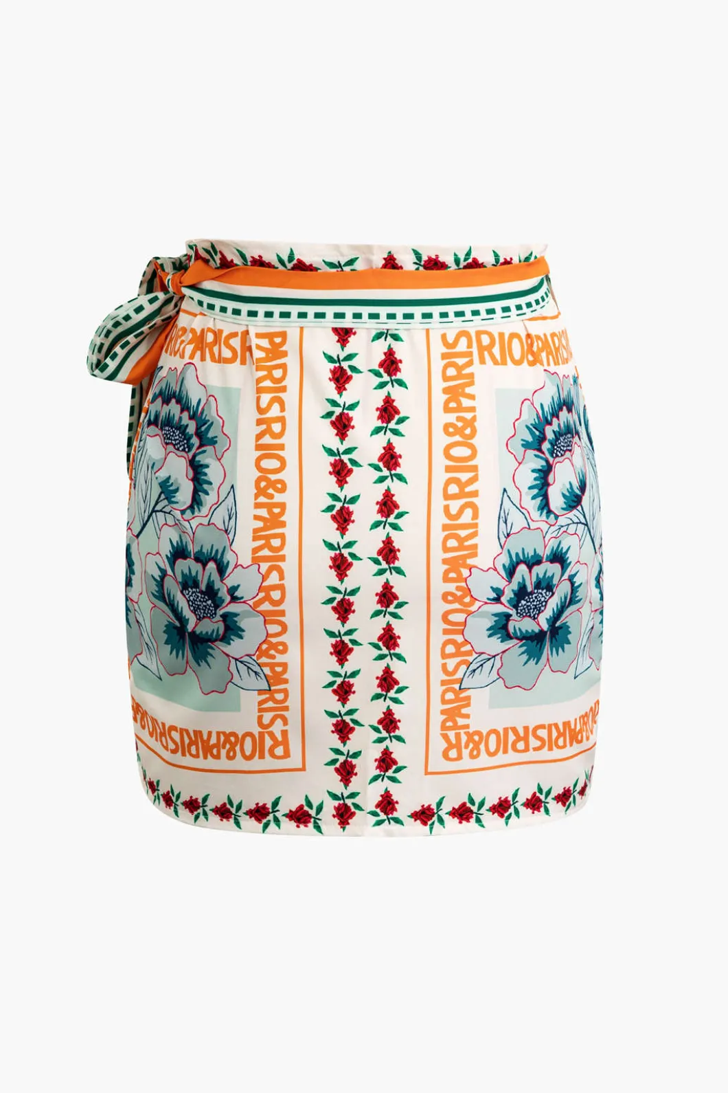 Floral Print Wrap Knot Mini Skirt>MICAS New