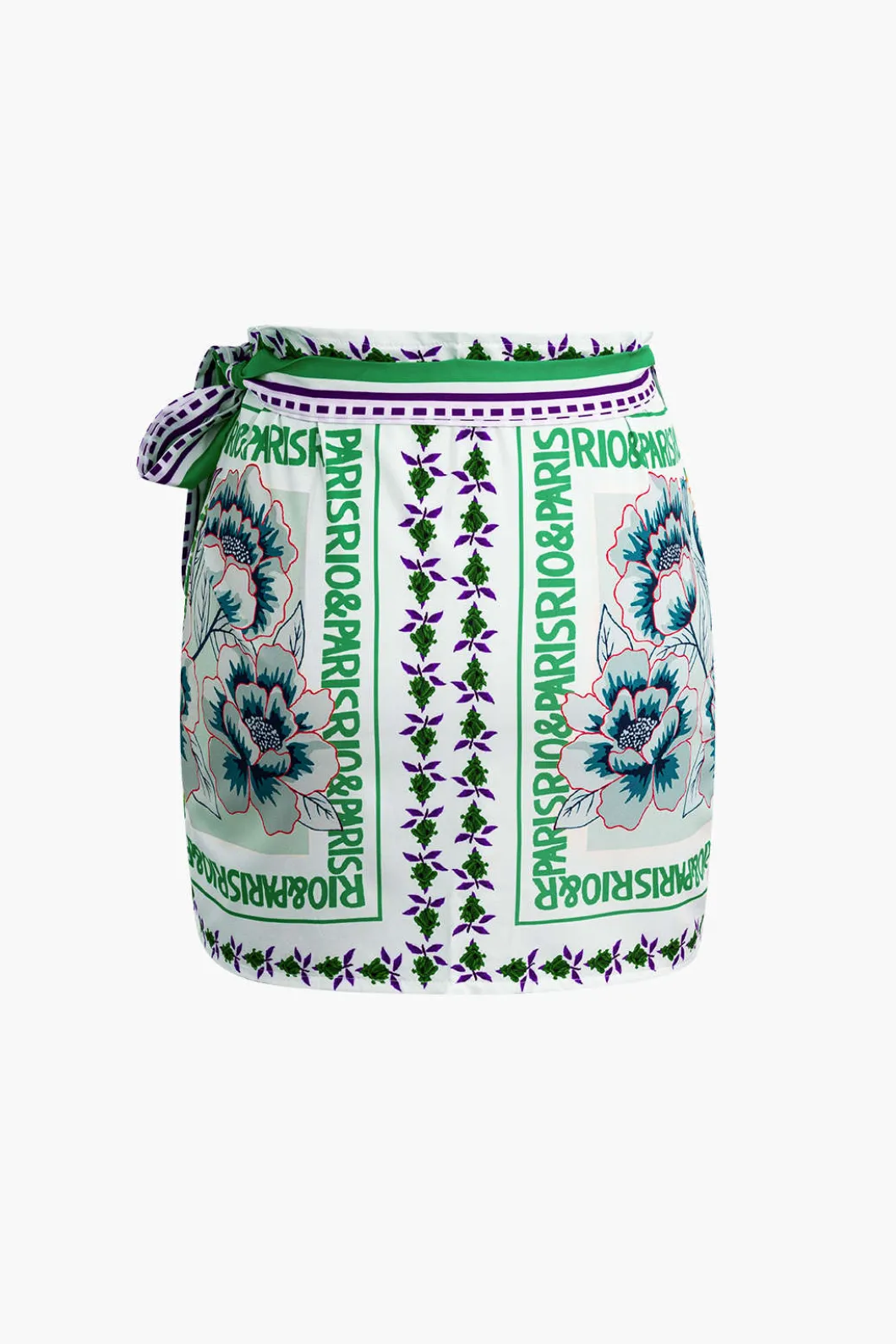 Floral Print Wrap Knot Mini Skirt>MICAS New