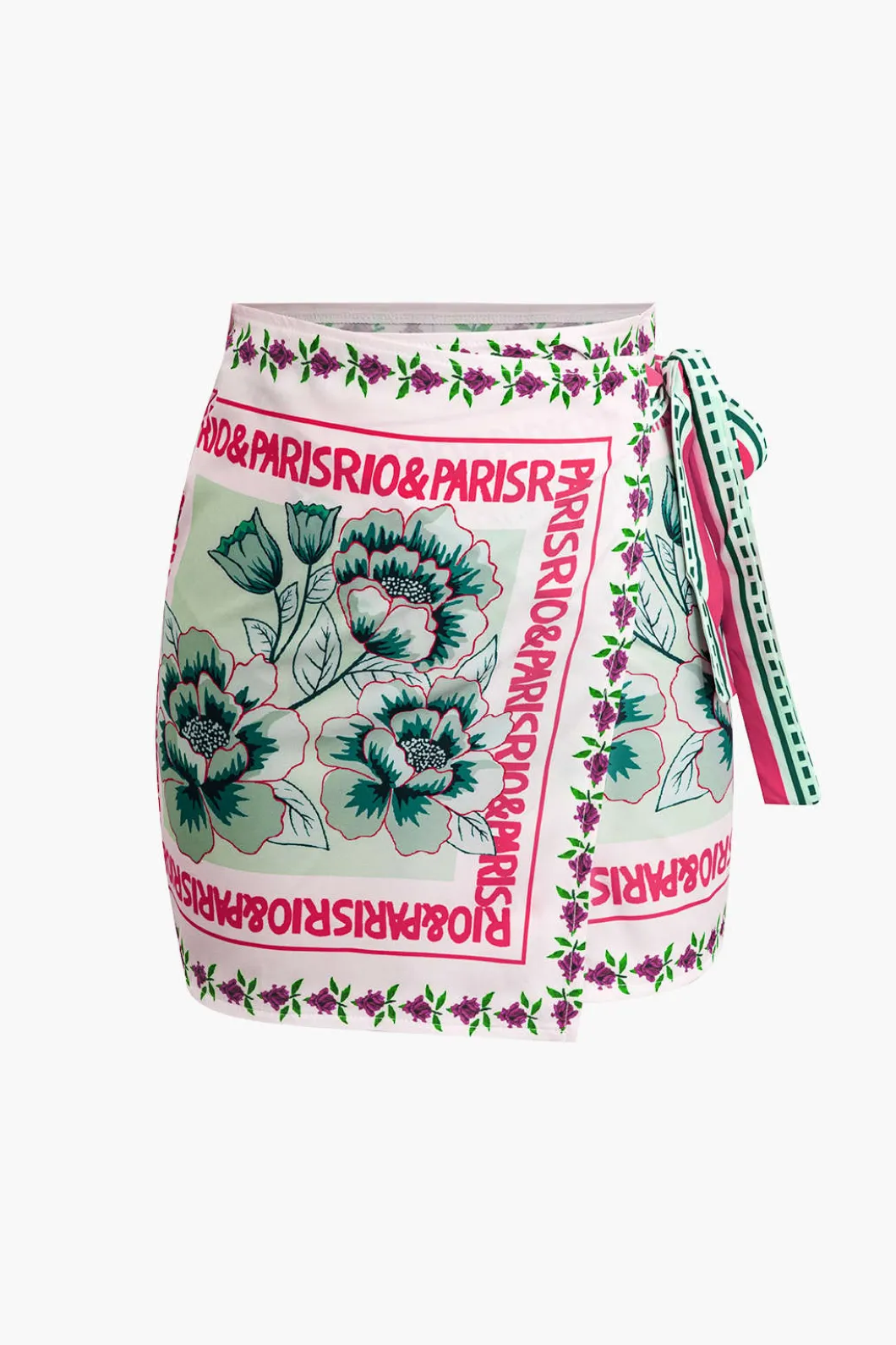Floral Print Wrap Knot Mini Skirt>MICAS New