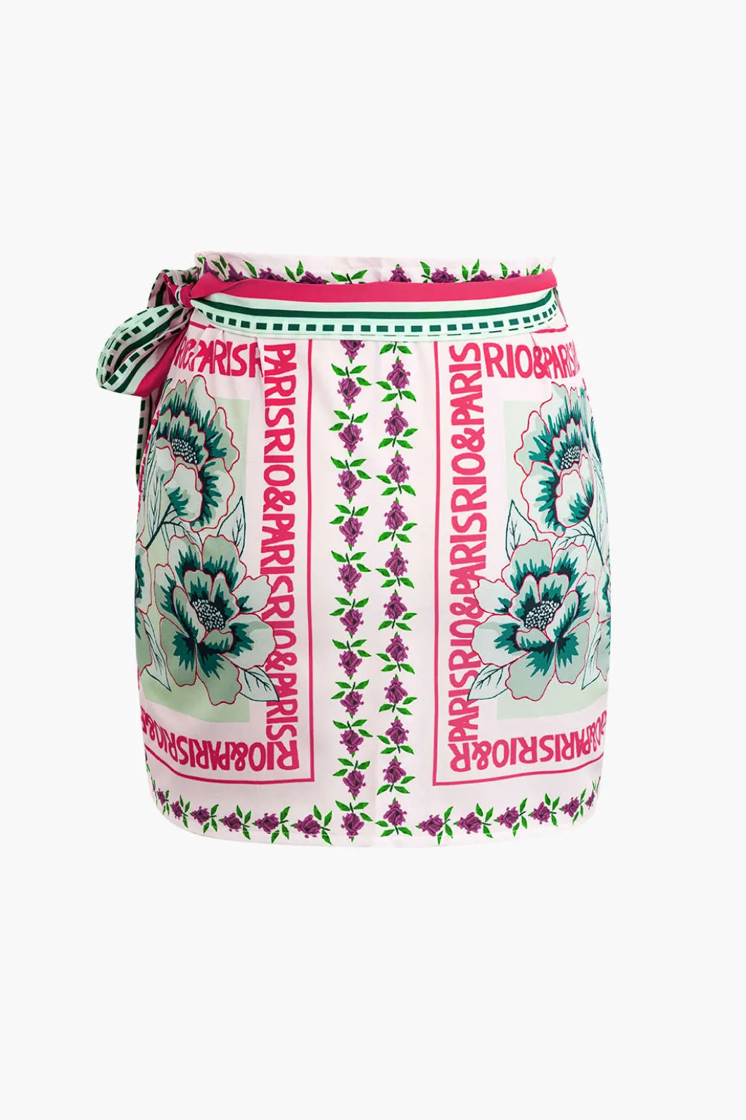 Floral Print Wrap Knot Mini Skirt>MICAS New