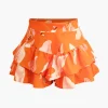 Floral Print Zip-Up Top And Ruffle Skirt Set>MICAS Hot