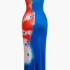 Flower Print Slit Maxi Dress>MICAS New