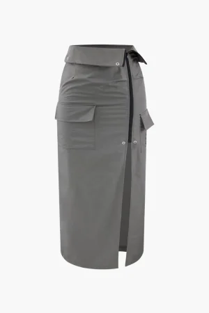 Foldover Waist Slit Cargo Skirt>MICAS Best