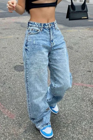 Frayed Destroyed Wide Leg Jeans>MICAS New