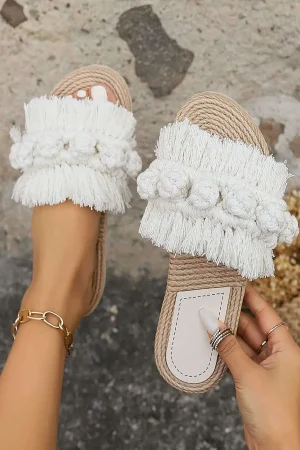 Fringe Braided Slipper Sandals>MICAS Outlet