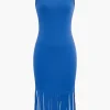 Fringe Hem Sleeveless Midi Dress>MICAS Sale