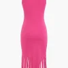 Fringe Hem Sleeveless Midi Dress>MICAS Sale
