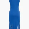 Fringe Hem Sleeveless Midi Dress>MICAS Sale