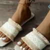 Fringed Weave Beach Slides>MICAS Outlet