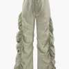 Gathered Drawstring Wide Leg Cargo Pants>MICAS Hot