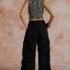 Gathered Drawstring Wide Leg Cargo Pants>MICAS Hot
