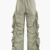 Gathered Drawstring Wide Leg Cargo Pants>MICAS Hot