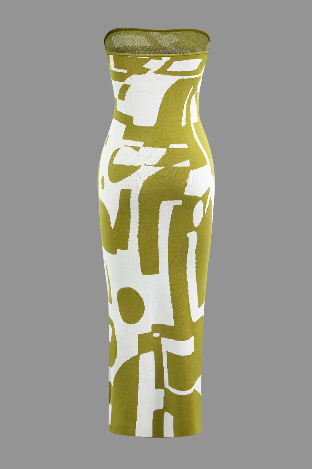 Geometric Pattern Strapless Knit Maxi Dress>MICAS Best
