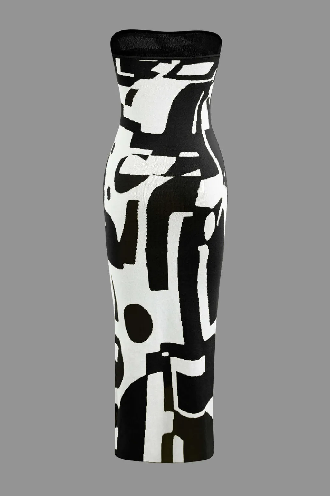 Geometric Pattern Strapless Knit Maxi Dress>MICAS Best