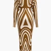 Geometric Print V-Neck Maxi Dress>MICAS Clearance
