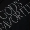 GOD'S FAVORITE Rhinestone Decor Crop T-shirt>MICAS Clearance