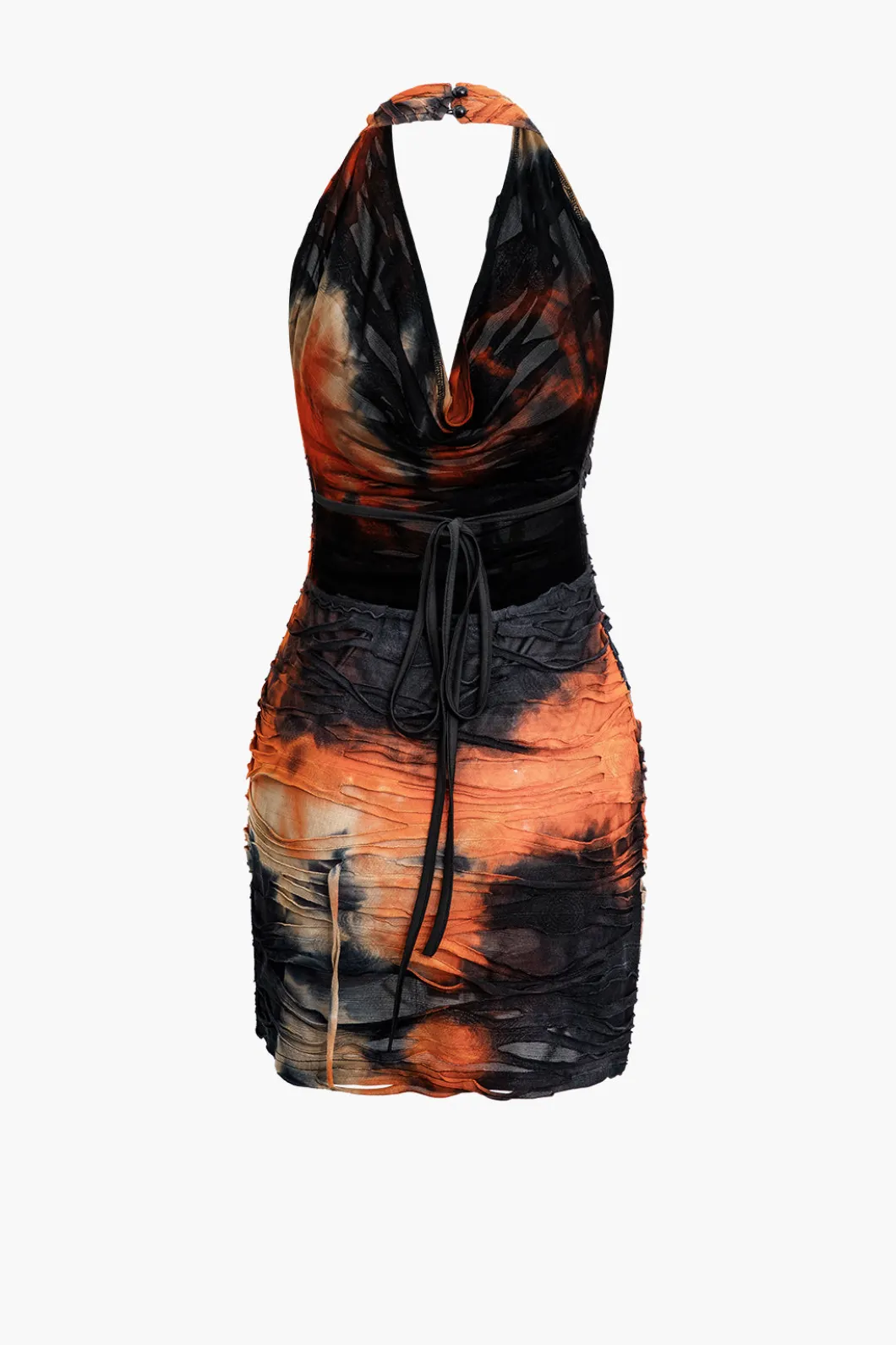 Halter Backless Distressed Mini Dress>MICAS Fashion