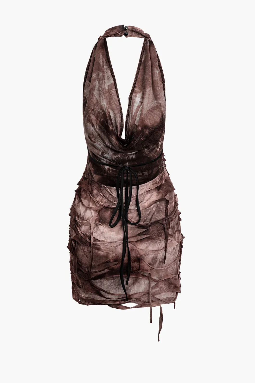 Halter Backless Distressed Mini Dress>MICAS Fashion