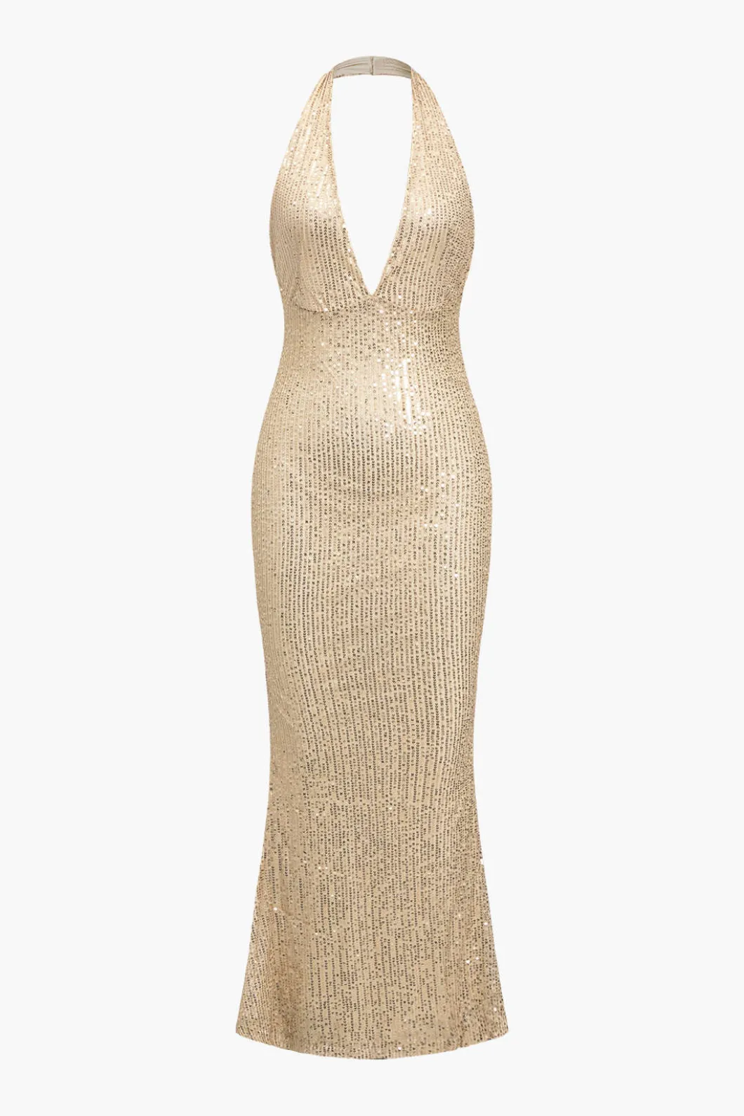 Halter Neck Backless Sequin Maxi Dress>MICAS Discount
