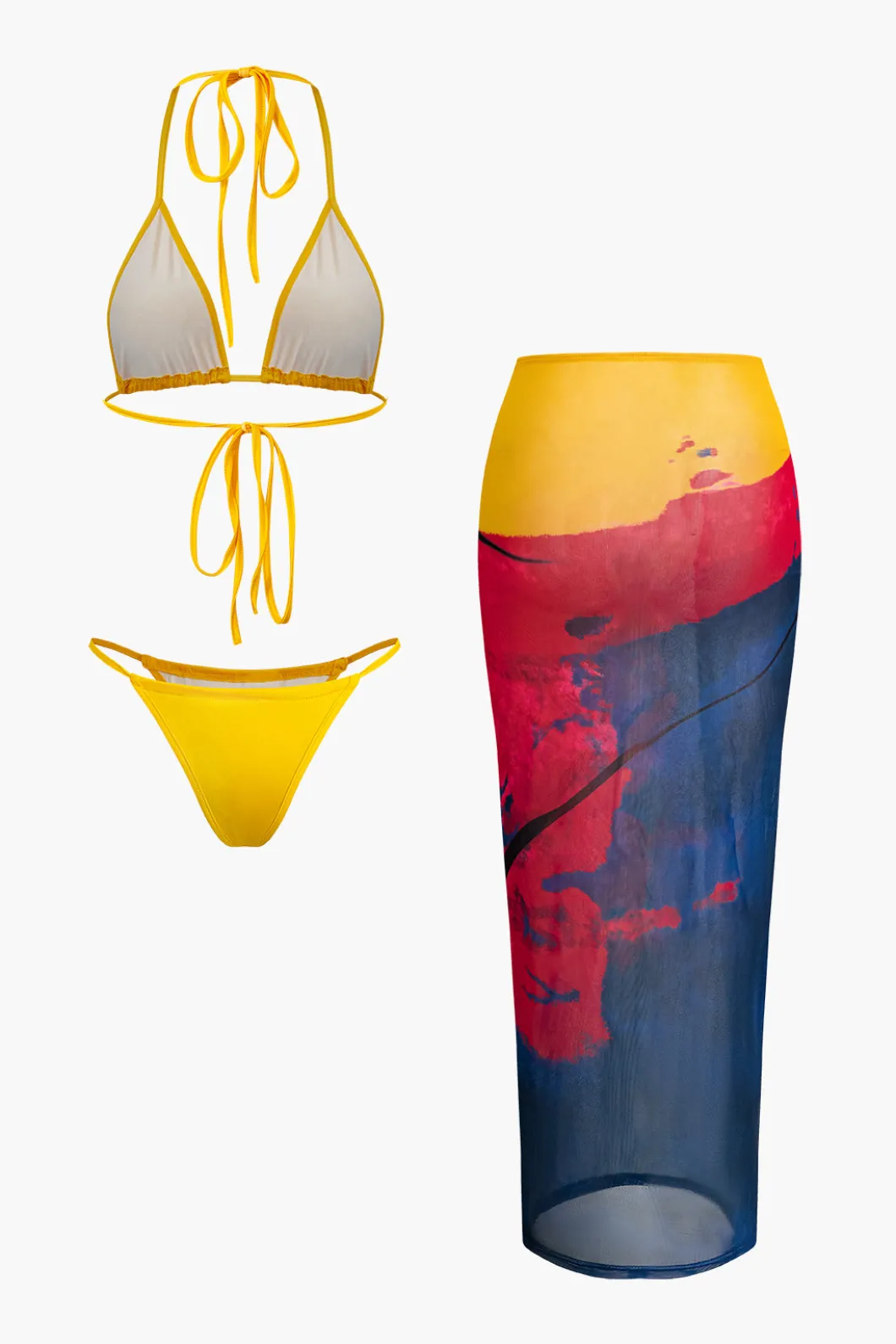 Halter Wrap Cover Up Three-Piece Bikini Set>MICAS Best