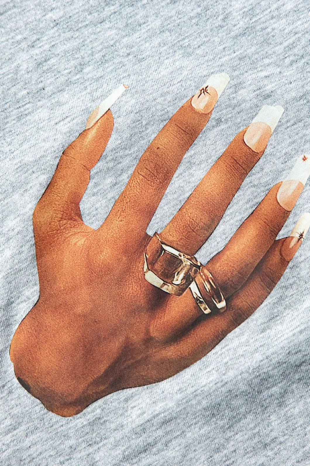 Hands Print Round Neck Crop T-shirt>MICAS Hot