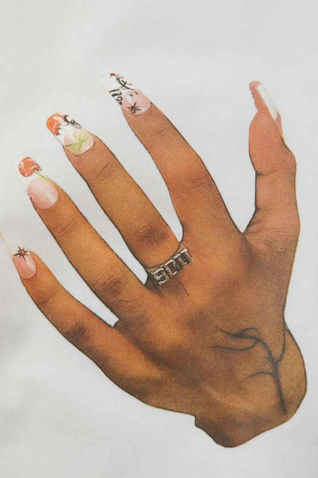 Hands Print Round Neck Crop T-shirt>MICAS Hot