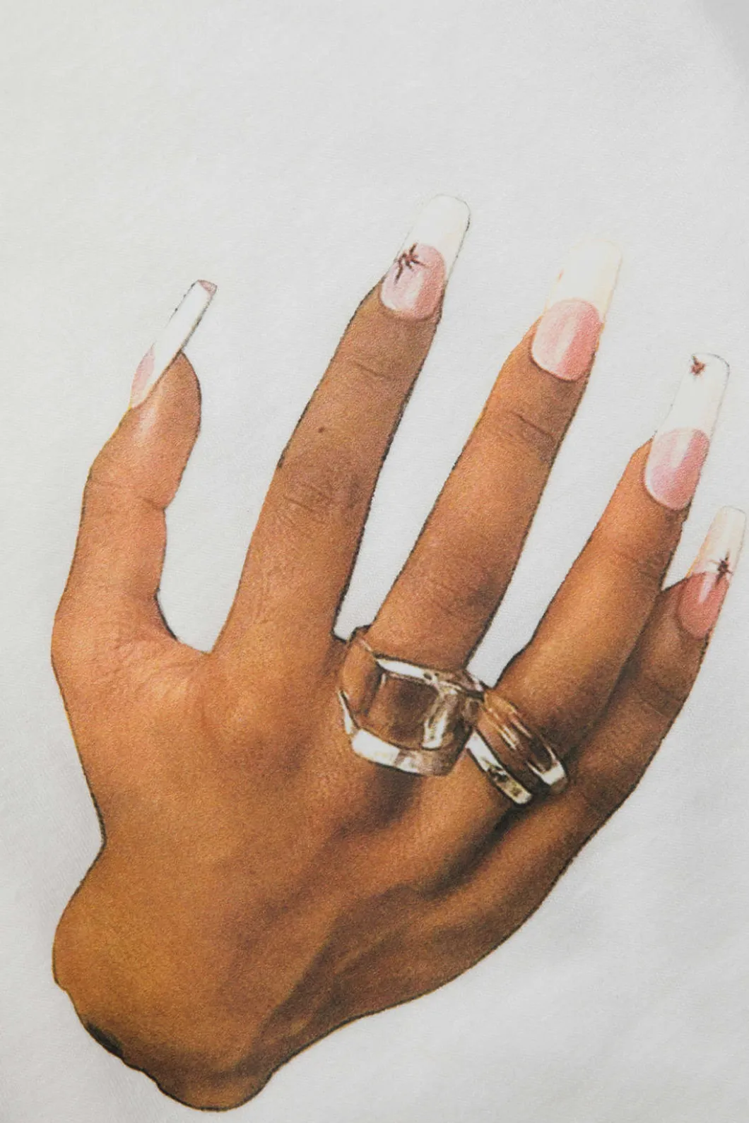 Hands Print Round Neck Crop T-shirt>MICAS Hot