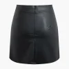 High Waist Faux Leather Zipper Mini Skirt>MICAS Online