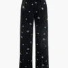 High Waist Velvet Snowflake Pattern Straight Leg Pants>MICAS Fashion