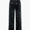 High Waist Velvet Snowflake Pattern Straight Leg Pants>MICAS Fashion