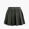 Hooded Crop Top And Drawstring Pleated Mini Skirt Set>MICAS Outlet