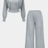 Hooded Zipper Detail Top And Wide Leg Trousers Set>MICAS New