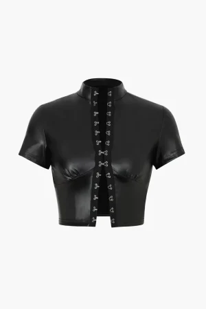 Hook And Eye Faux Leather T-Shirt>MICAS Best