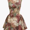 Jacquard Ruched Sleeveless Mini Dress>MICAS Outlet