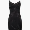 Jacquard Satin Lace Split Mini Dress>MICAS Best