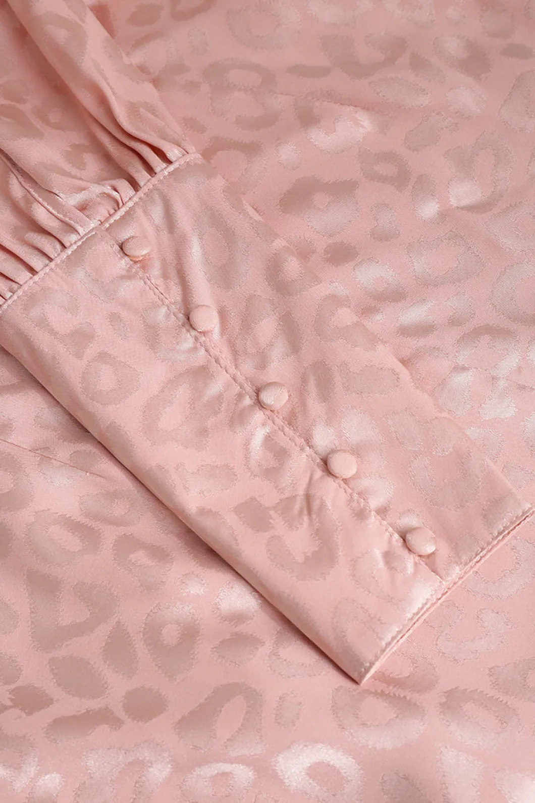 Jacquard Satin V Neck Buttons Long Sleeve Mini Dress>MICAS Discount