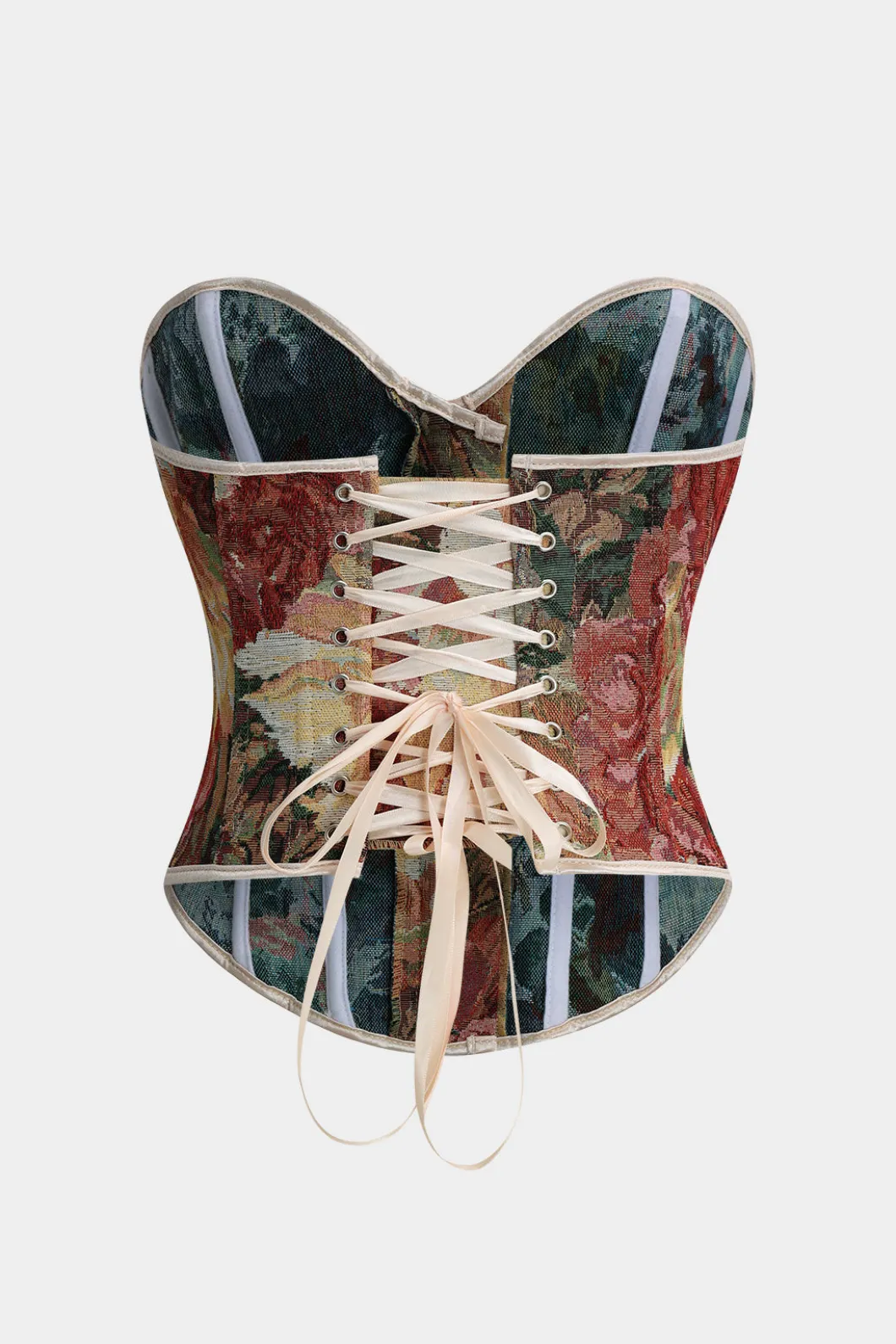 Jacquard Tie Back Strapless Contrast Tube Top>MICAS New