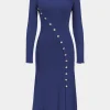 Knit Asymmetric Button Long Sleeve Dress>MICAS Online