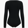 Knit Button Long Sleeve Bodysuit>MICAS Clearance