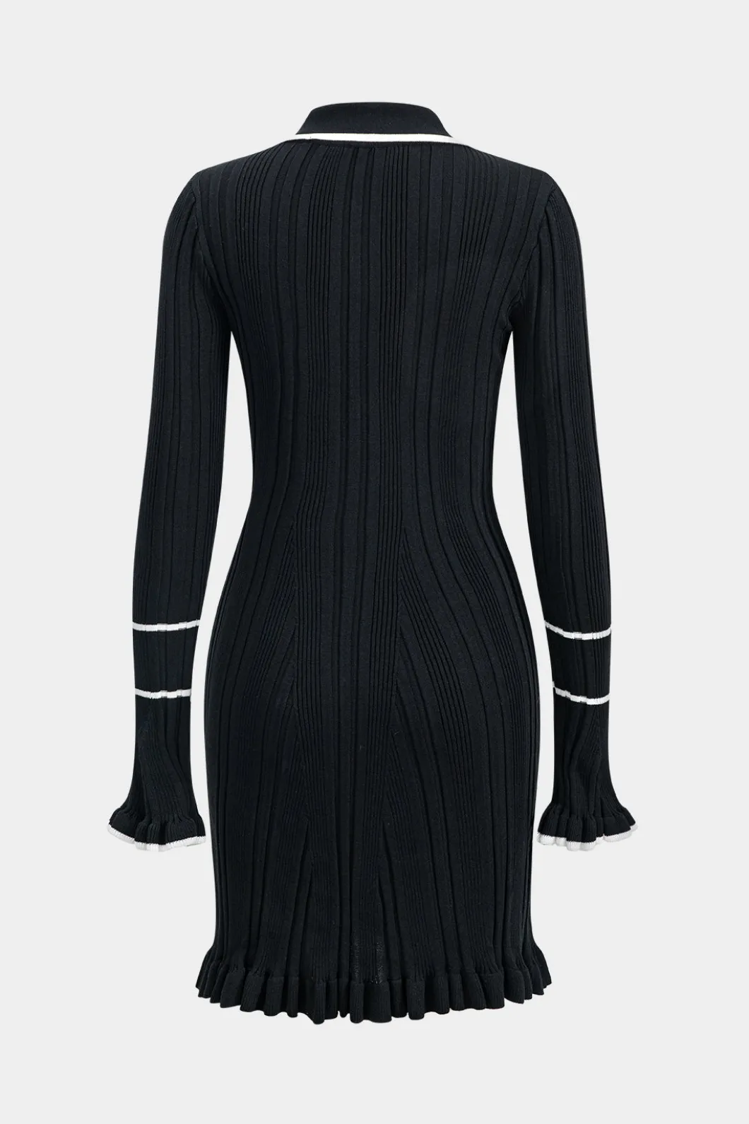 Knit Button Ruffles Bell Sleeve Mini Dress>MICAS Discount