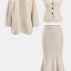 Knit Button Tank Top And Cardigan And Skirt Set>MICAS Sale
